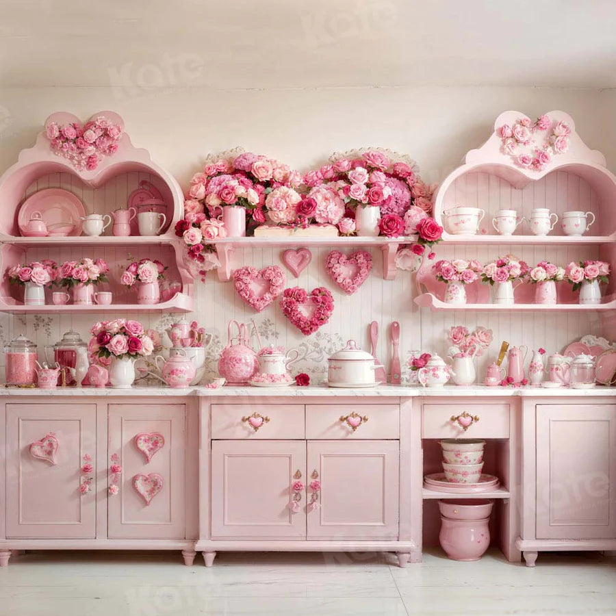 Kate Valentinstag Rosa Rose Floral Küche Hintergrund von Emetselch - Kate Backdrop.de