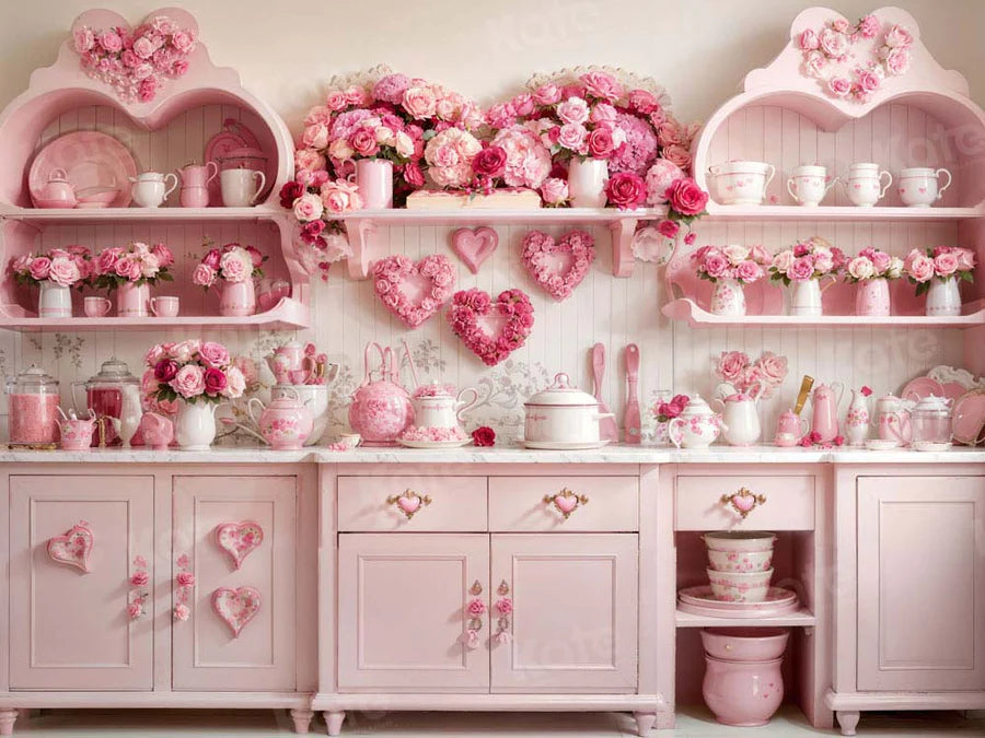 Kate Valentinstag Rosa Rose Floral Küche Hintergrund von Emetselch - Kate Backdrop.de