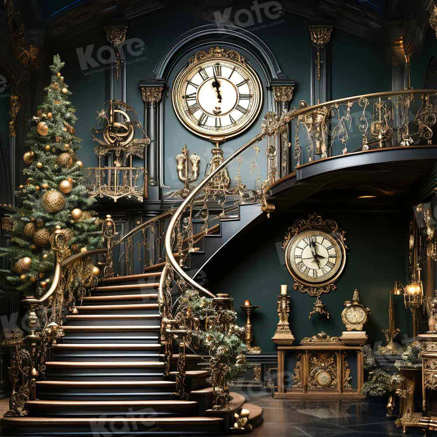 Kate Weihnachten Treppe Uhr Hintergrund von Chain Photography