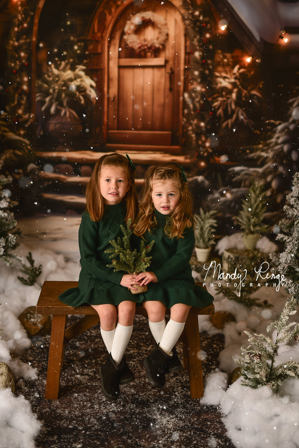 Kate Weihnachten Holzhaus mit Schnee Hintergrund Entworfen von Chain Photography - Kate Backdrop.de