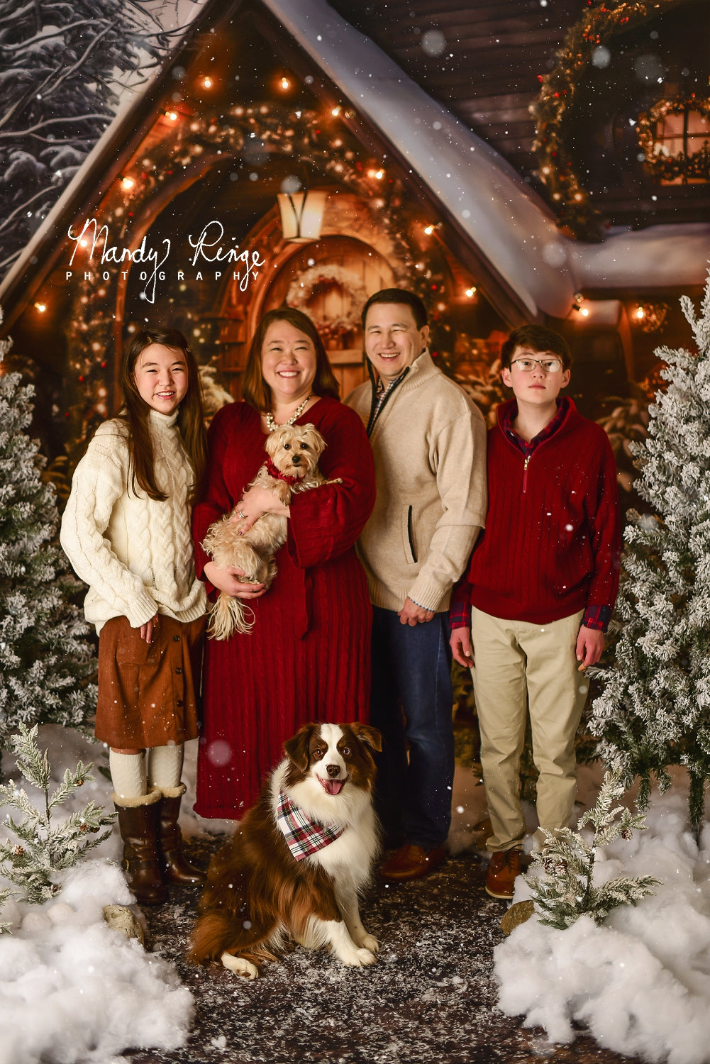 Kate Weihnachten Holzhaus mit Schnee Hintergrund Entworfen von Chain Photography - Kate Backdrop.de