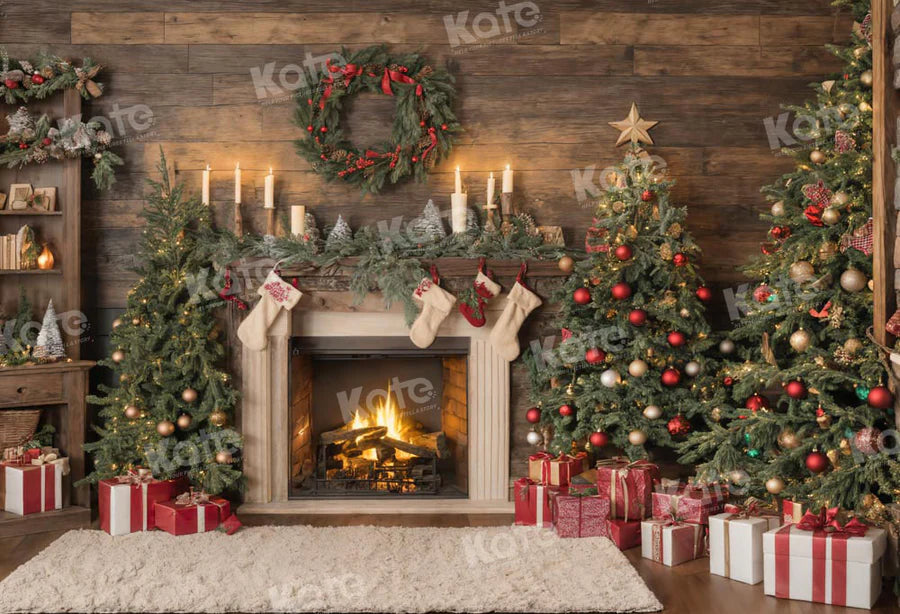 Kate Weihnachten Santa Zimmer Kamin Socken Hintergrund für Fotografie