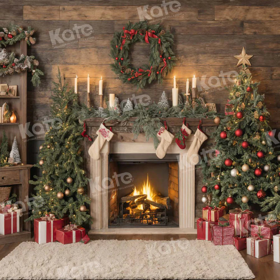 Kate Weihnachten Santa Zimmer Kamin Socken Hintergrund für Fotografie