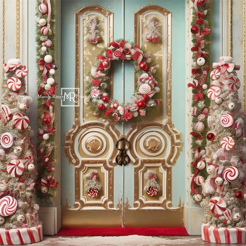 Kate Weihnachten verzierte Tür-Hintergrund mit Pfefferminz von Mandy Ringe Fotograf