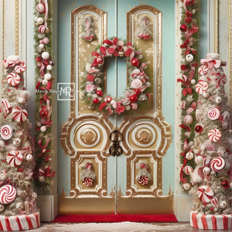Kate Weihnachten verzierte Tür-Hintergrund mit Pfefferminz von Mandy Ringe Fotograf - Kate Backdrop.de