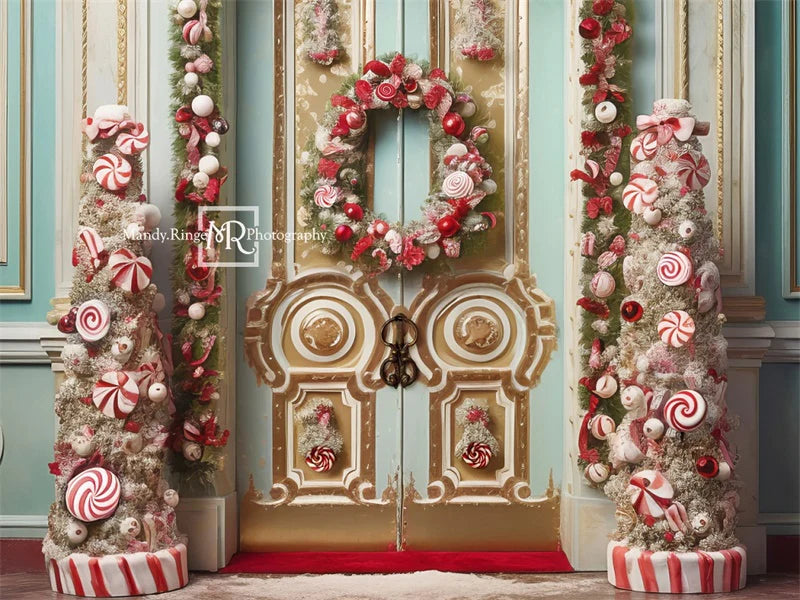 Kate Weihnachten verzierte Tür-Hintergrund mit Pfefferminz von Mandy Ringe Fotograf