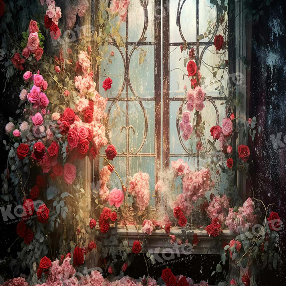 Kate Frühling Valentine's Day Retro Floral Fenster Hintergrund von Chain Photography - Kate Backdrop.de