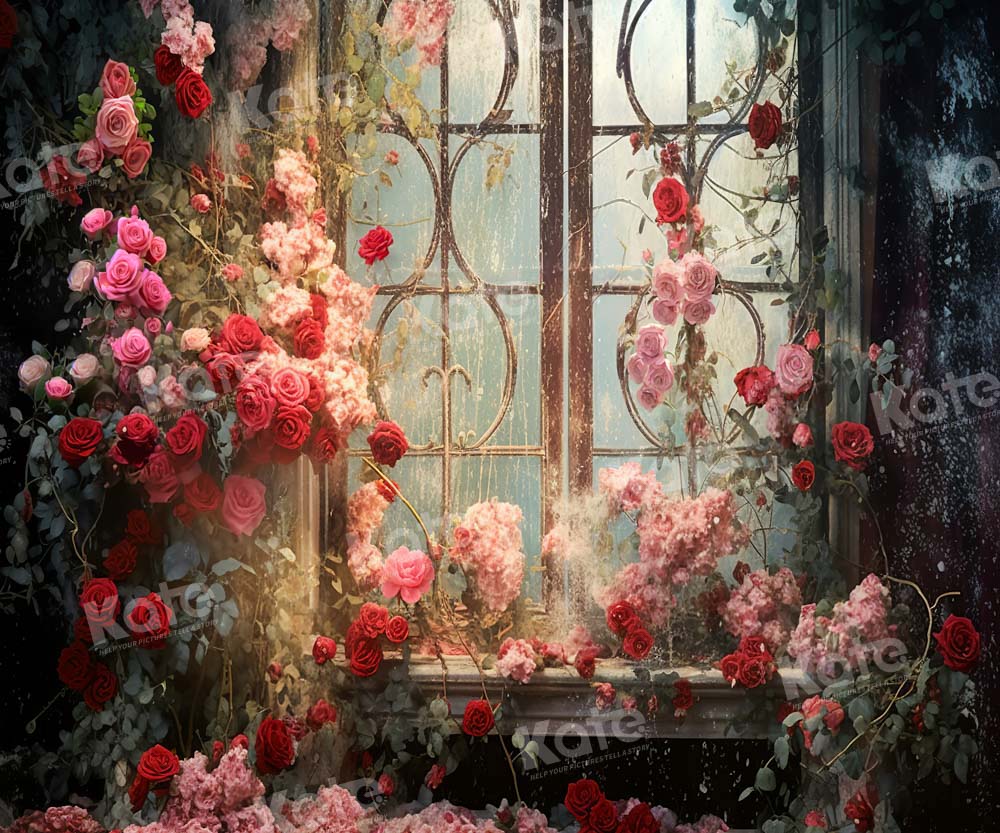 Kate Frühling Valentine's Day Retro Floral Fenster Hintergrund von Chain Photography - Kate Backdrop.de