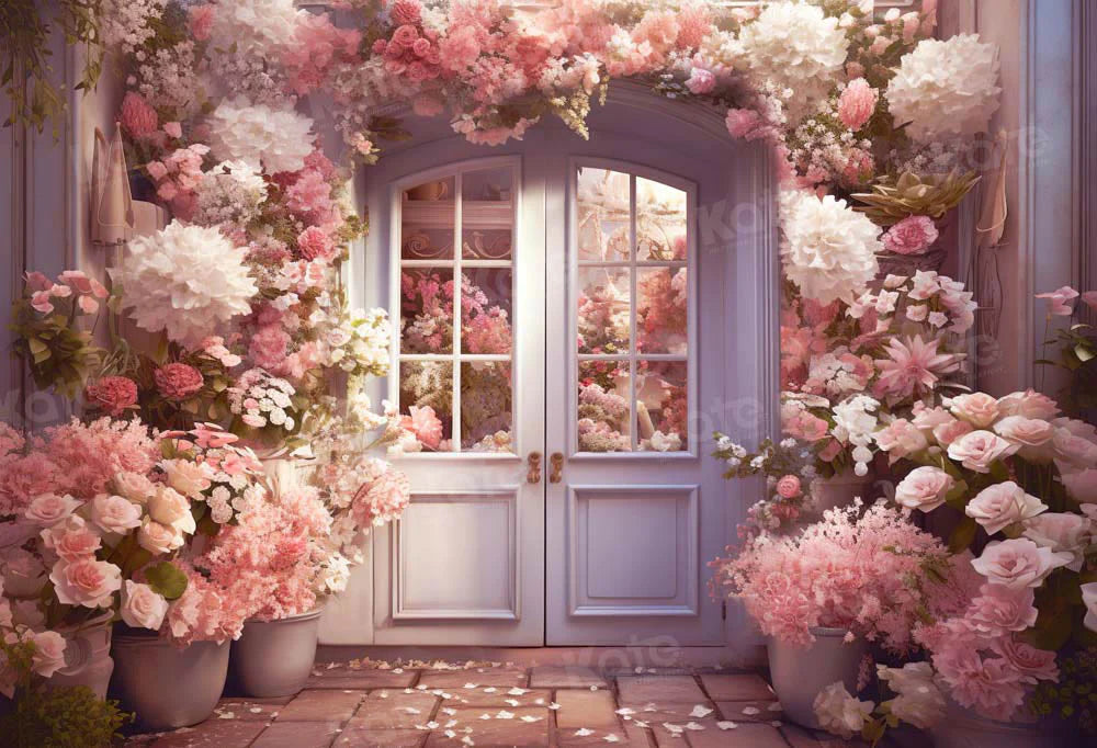Kate Valentinstag Rosa Blume Tür Hintergrund für Fotografie