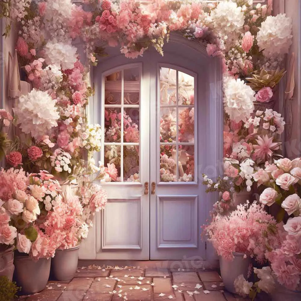 Kate Valentinstag Rosa Blume Tür Hintergrund für Fotografie - Kate Backdrop.de