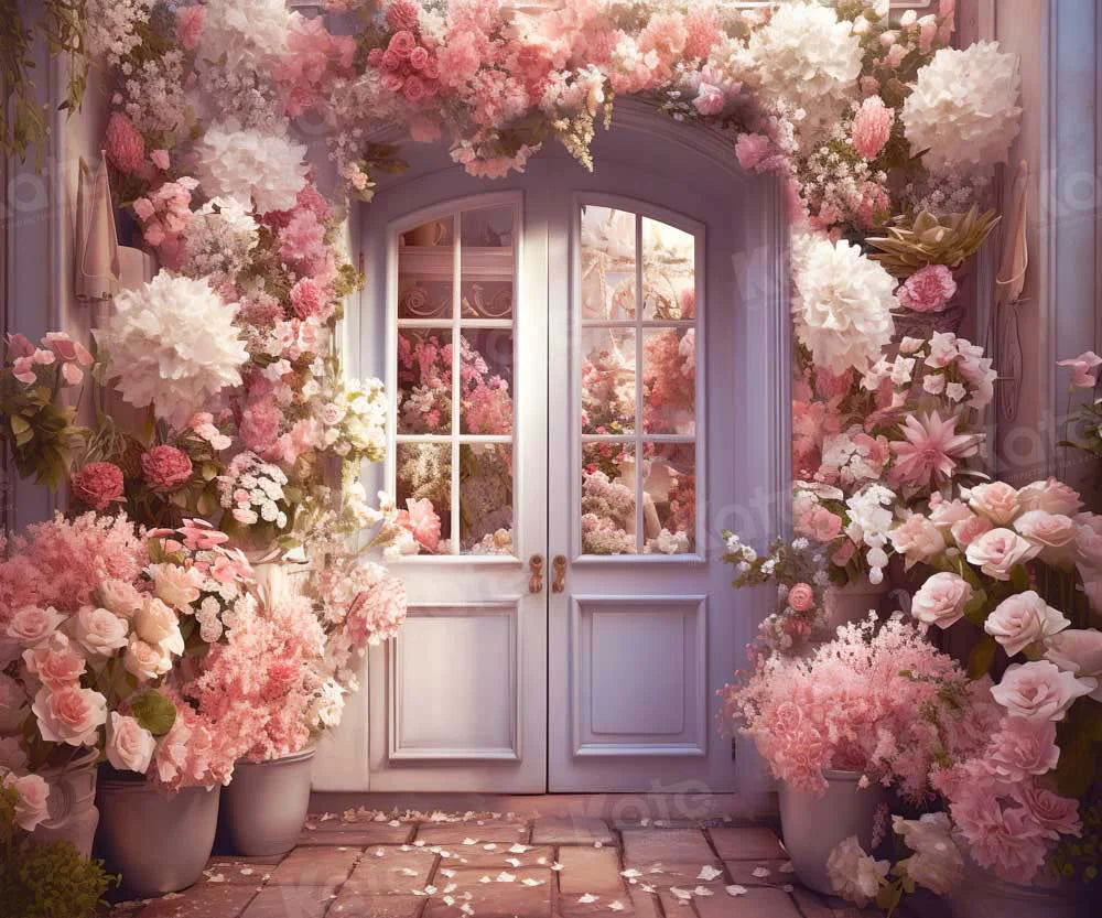 Kate Valentinstag Rosa Blume Tür Hintergrund für Fotografie