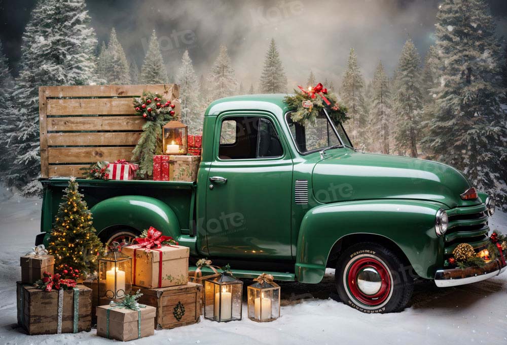 Kate Weihnachts-Geschenk Grüner Autohintergrund von Emetselch
