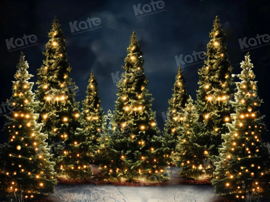 Kate Outdoor String Lichterkette Weihnachten -Baum Hintergrund für Fotografie - Kate Backdrop.de