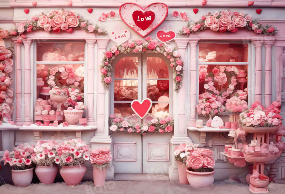 Kate Valentinstag Rosa Rose Haus Hintergrund von Chain Photography