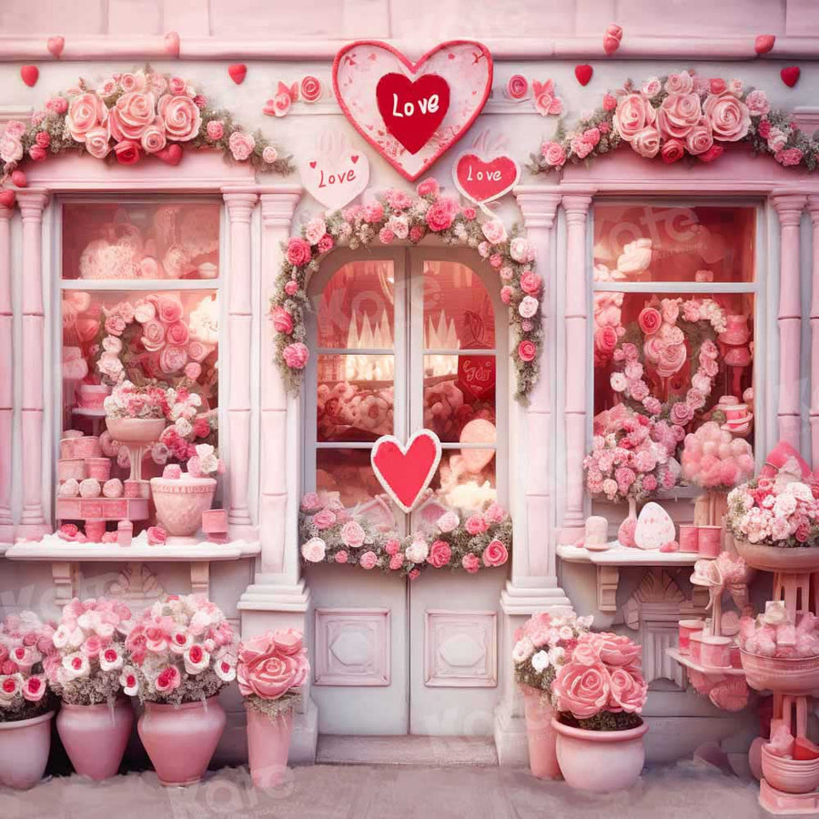 Kate Valentinstag Rosa Rose Haus Hintergrund von Chain Photography - Kate Backdrop.de