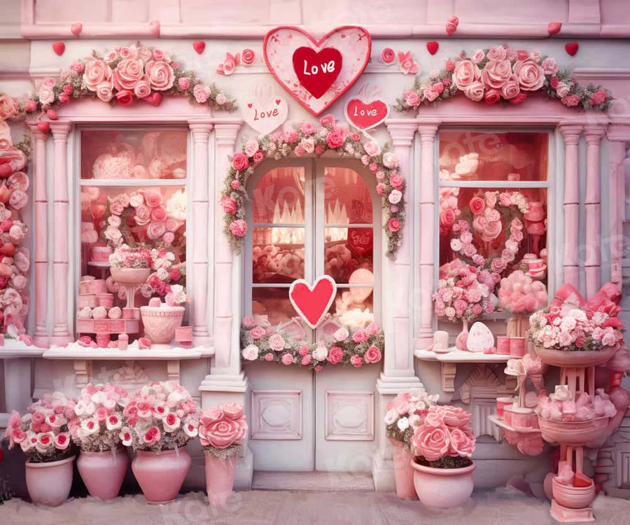 Kate Valentinstag Rosa Rose Haus Hintergrund von Chain Photography - Kate Backdrop.de