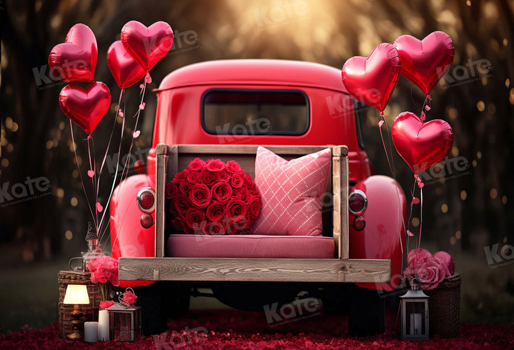 Kate Valentinstag Liebe Ballon Truck Fleece Hintergrund Entworfen von Chain Photography