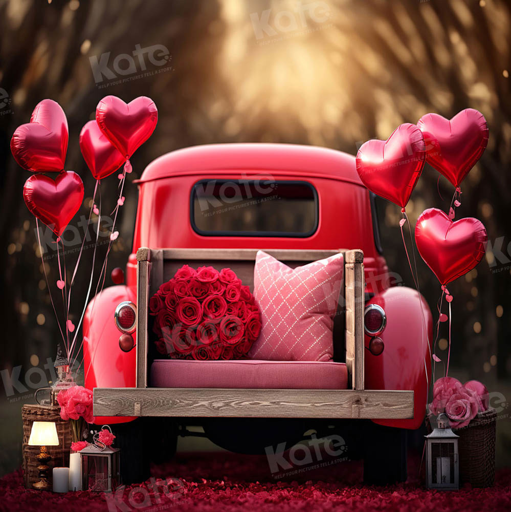 Kate Valentinstag Liebe Ballon Truck Fleece Hintergrund Entworfen von Chain Photography - Kate Backdrop.de