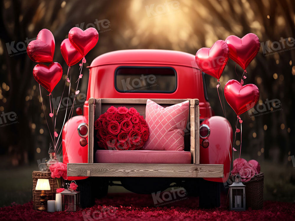 Kate Valentinstag Liebe Ballon Truck Fleece Hintergrund Entworfen von Chain Photography - Kate Backdrop.de