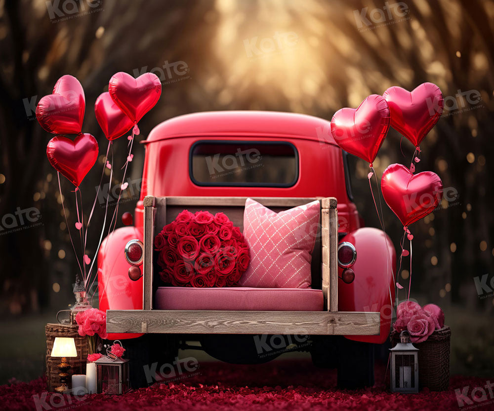 Kate Valentinstag Liebe Ballon Truck Fleece Hintergrund Entworfen von Chain Photography - Kate Backdrop.de