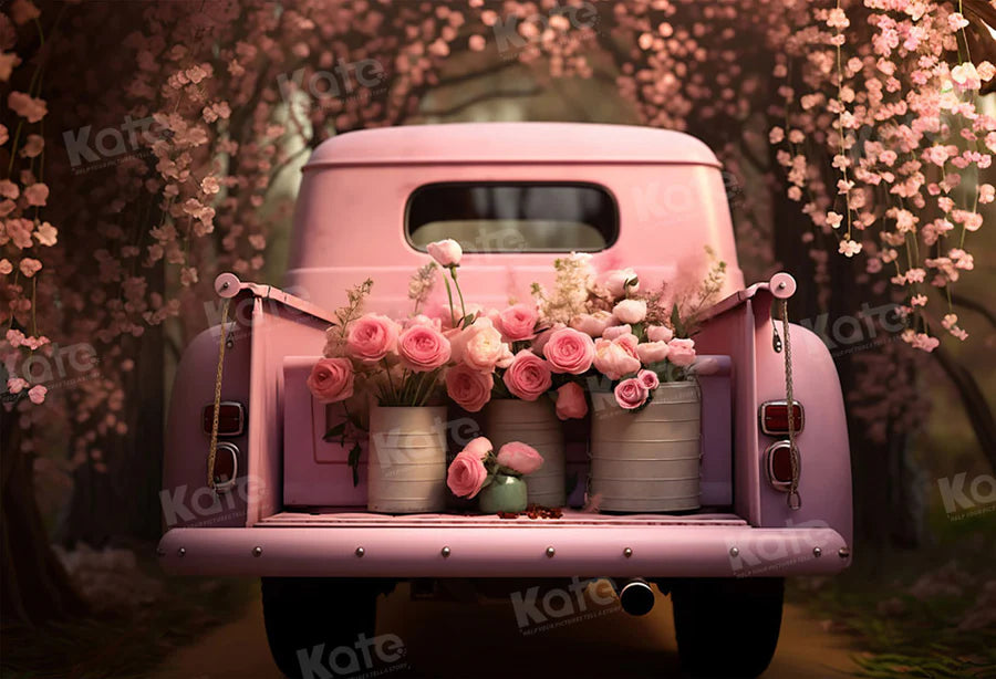 Kate Valentinstag Rosa Blumen LKW Hintergrund von Chain Photography