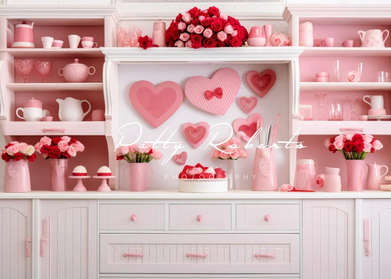 Kate Valentinstag Rosa Küche Hintergrund von Patty Roberts - Kate Backdrop.de