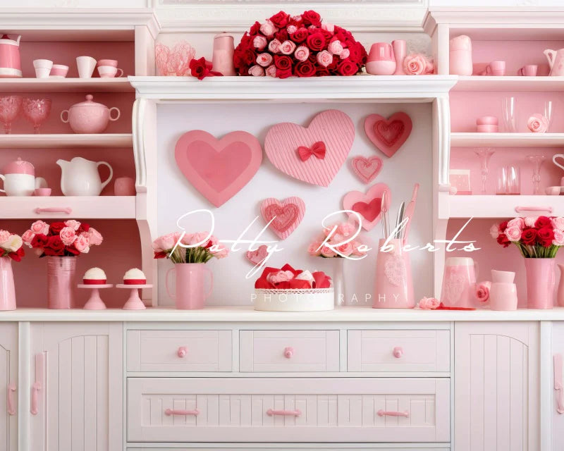 Kate Valentinstag Rosa Küche Hintergrund von Patty Roberts - Kate Backdrop.de