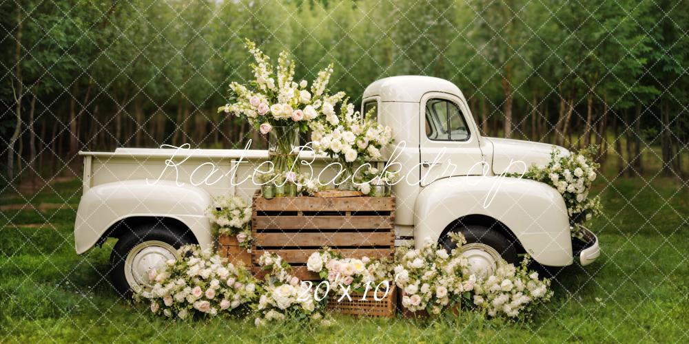 Kate Frühling Weiße Blumen LKW Hintergrund von Chain Photography - Kate Backdrop.de