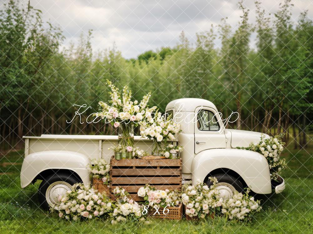 Kate Frühling Weiße Blumen LKW Hintergrund von Chain Photography - Kate Backdrop.de