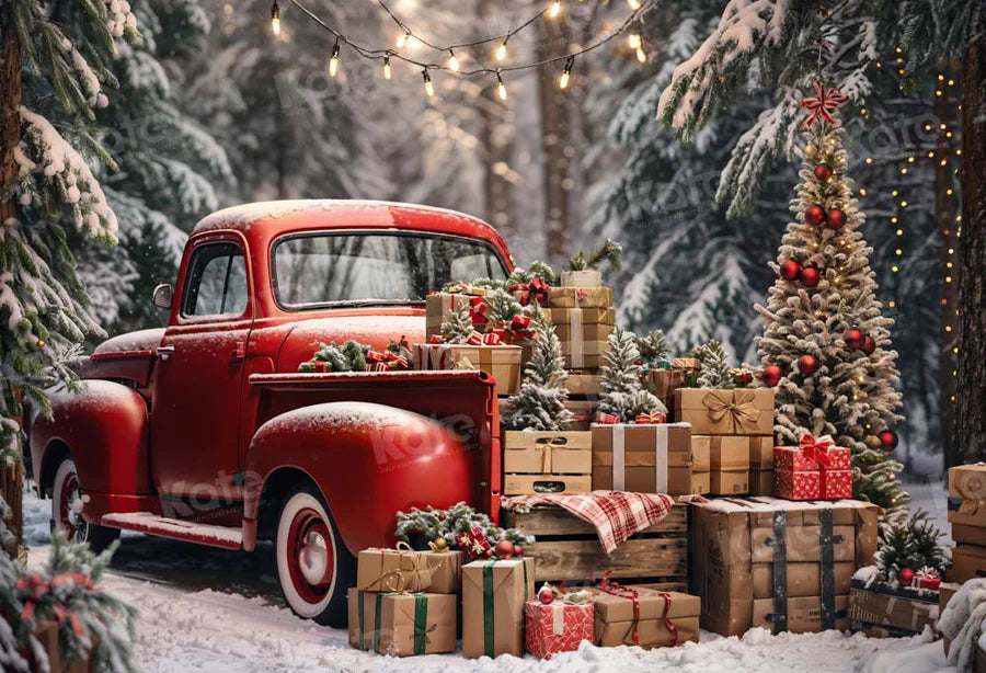 Kate Weihnachten-Baum Rot LKW Geschenke Hintergrund von Emetselch