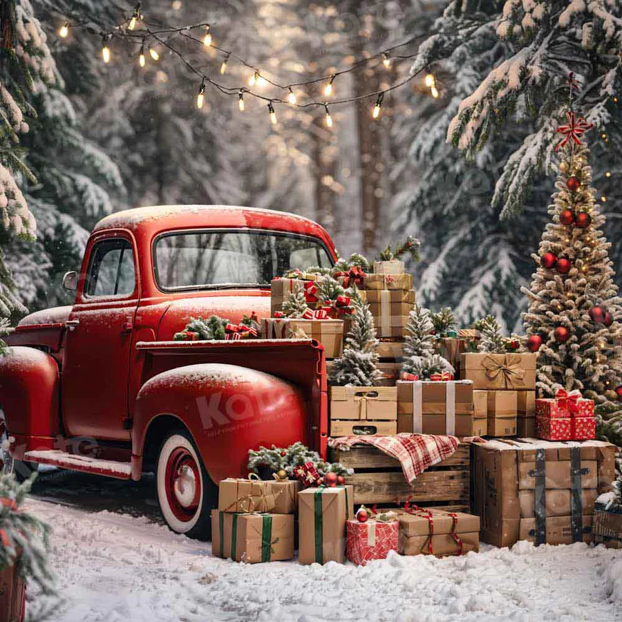 Kate Weihnachten-Baum Rot LKW Geschenke Hintergrund von Emetselch