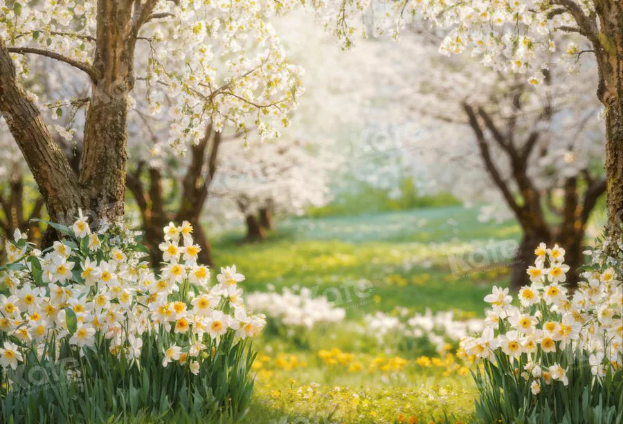 Kate Frühling Wald Gras Blumen Hintergrund von Emetselch