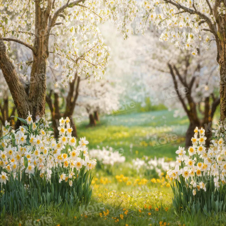 Kate Frühling Wald Gras Blumen Hintergrund von Emetselch