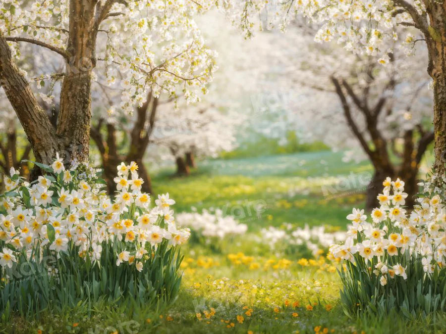 Kate Frühling Wald Gras Blumen Hintergrund von Emetselch