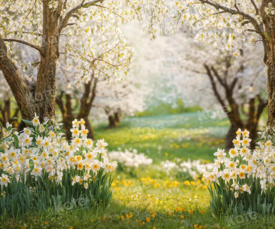 Kate Frühling Wald Gras Blumen Hintergrund von Emetselch