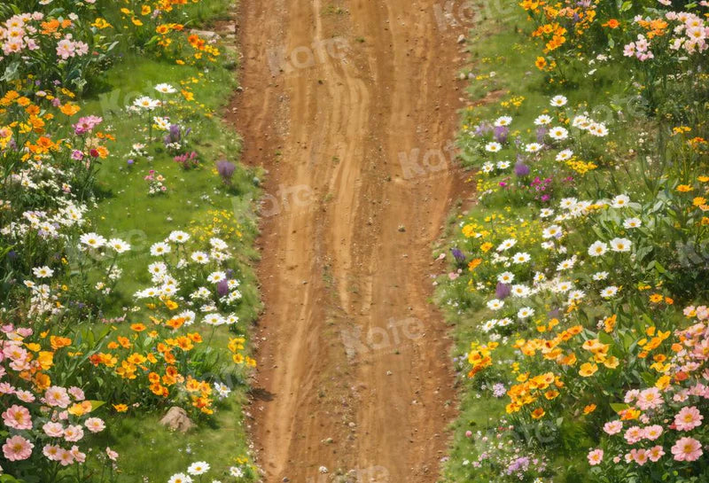 Kate Frühling Blumen Feldweg Boden Hintergrund entworfen von Kate Image - Kate Backdrop.de