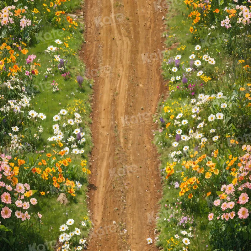 Kate Frühling Blumen Feldweg Boden Hintergrund entworfen von Kate Image - Kate Backdrop.de