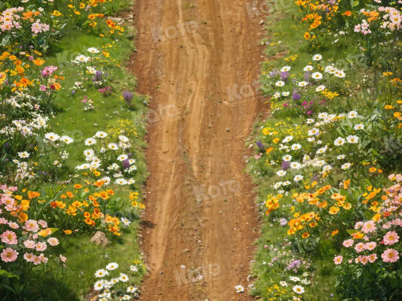 Kate Frühling Blumen Feldweg Boden Hintergrund entworfen von Kate Image - Kate Backdrop.de