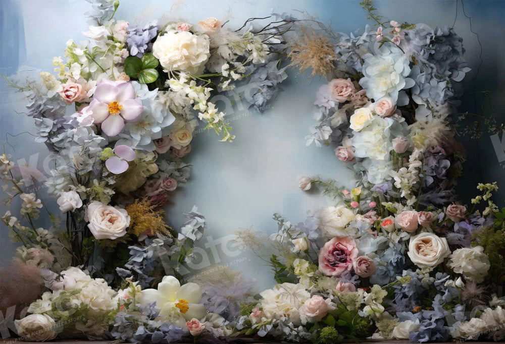 Kate Graue blaue künstlerische Blume Wand Hintergrund von Emetselch - Kate Backdrop.de
