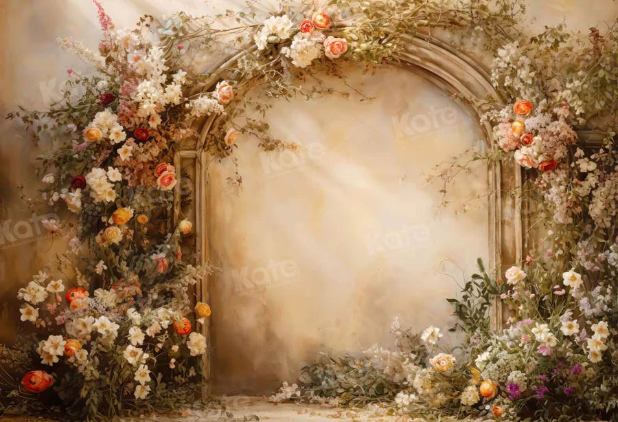 Kate Beige Blumenwand Frühling Hintergrund von Emetselch - Kate Backdrop.de