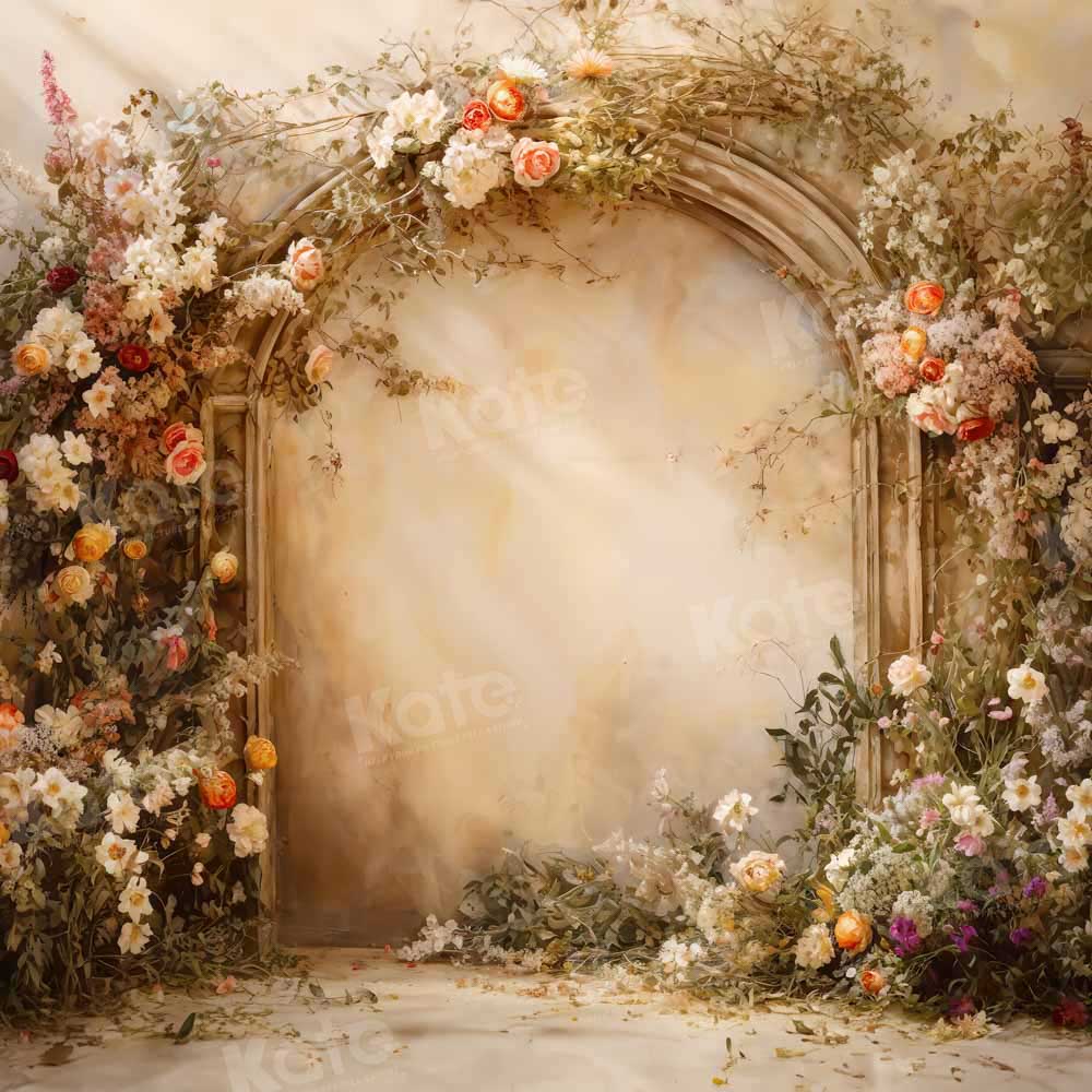 Kate Sonnige Beige Blumenwand Frühling Fleece Hintergrund Entworfen von Emetselch - Kate Backdrop.de