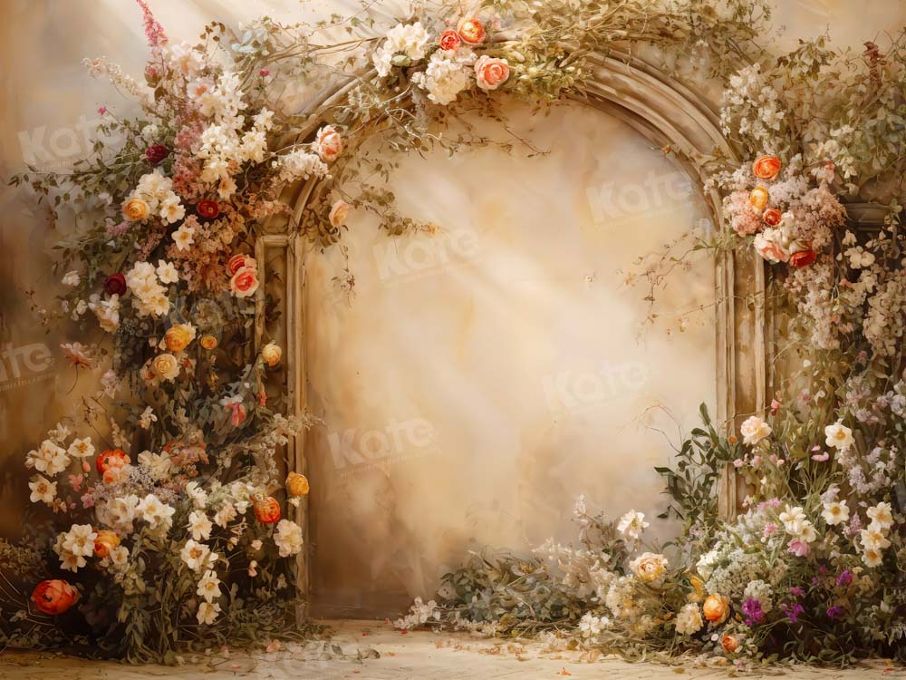 Kate Sonnige Beige Blumenwand Frühling Fleece Hintergrund Entworfen von Emetselch - Kate Backdrop.de