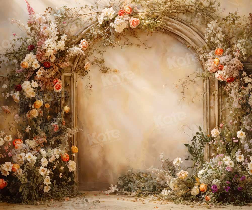 Kate Sonnige Beige Blumenwand Frühling Fleece Hintergrund Entworfen von Emetselch - Kate Backdrop.de