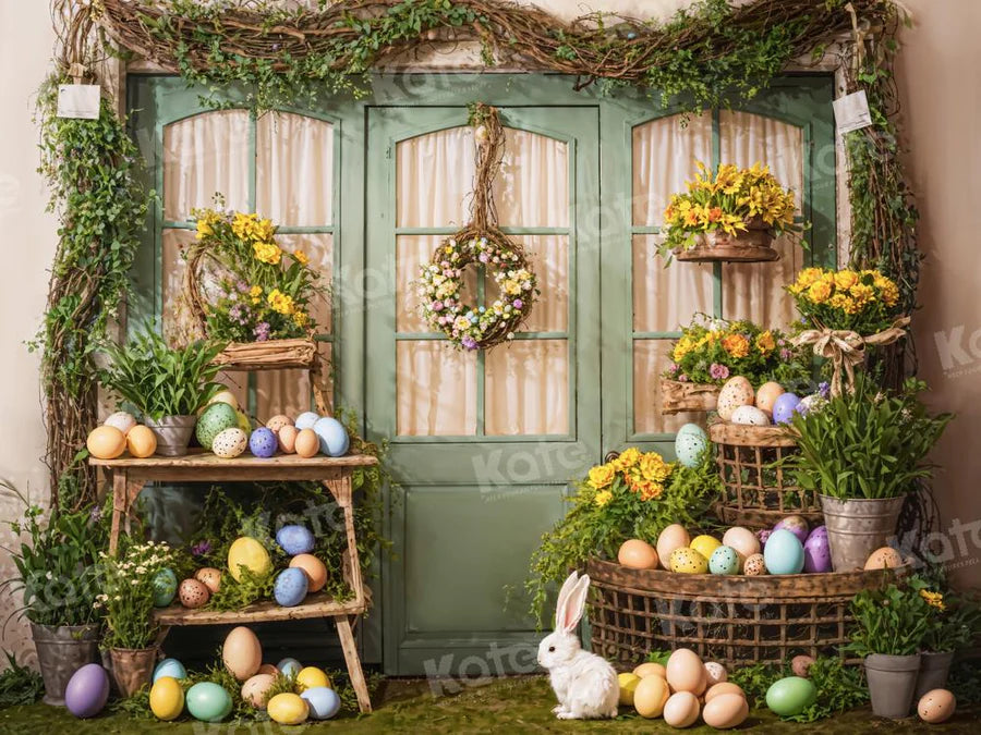 Kate Ostereier Blumen Grün Pflanzen Kaninchen Zimmer Hintergrund von Emetselch