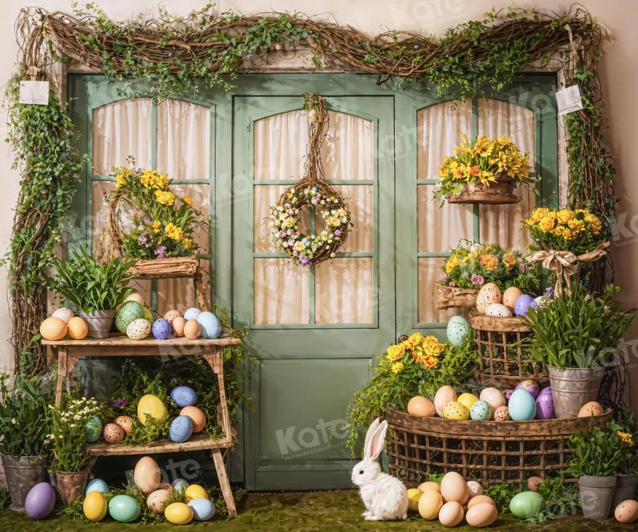 Kate Ostereier Blumen Grün Pflanzen Kaninchen Zimmer Hintergrund von Emetselch