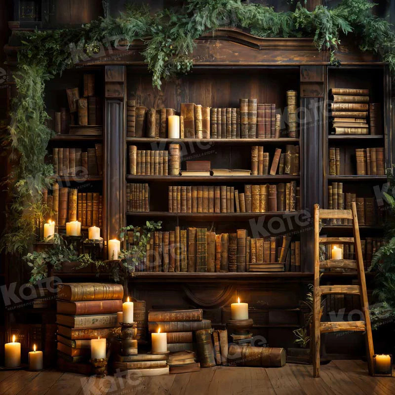 Kate Kerze Grün Pflanze Buch Zimmer Hintergrund entworfen von Emetselch - Kate Backdrop.de