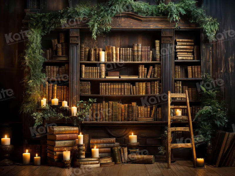 Kate Kerze Grün Pflanze Buch Zimmer Hintergrund entworfen von Emetselch - Kate Backdrop.de