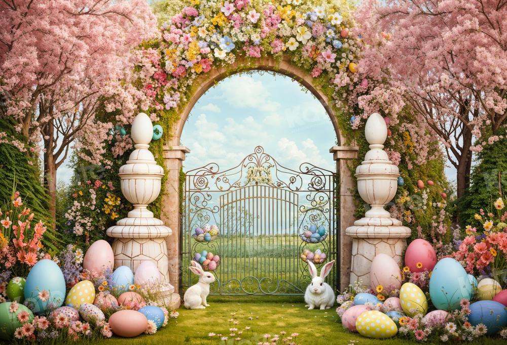 Kate Osterhase Bunte Blumen Bogen Hintergrund von Chain Photography - Kate Backdrop.de