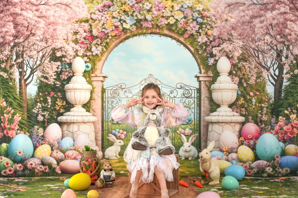 Kate Osterhase Bunte Blumen Bogen Hintergrund von Chain Photography - Kate Backdrop.de