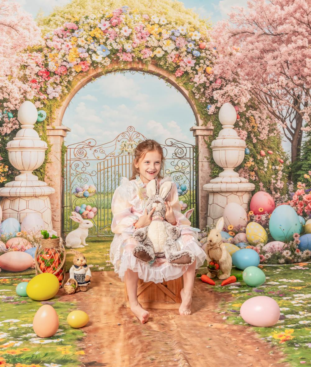 Kate Osterhase Bunte Blumen Bogen Hintergrund von Chain Photography - Kate Backdrop.de